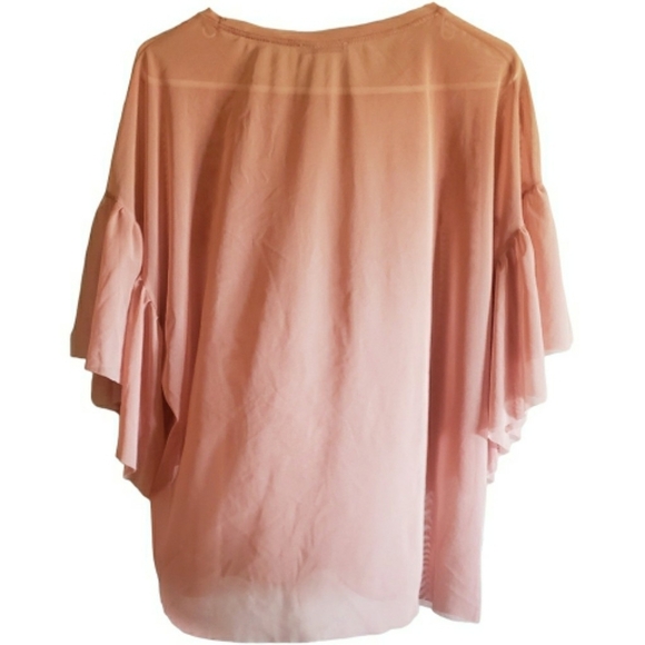 Zara Orange Floral Top Sheer Applique Blouse Bohemian Y2K Cover Up Womens Sz L - Picture 8 of 8